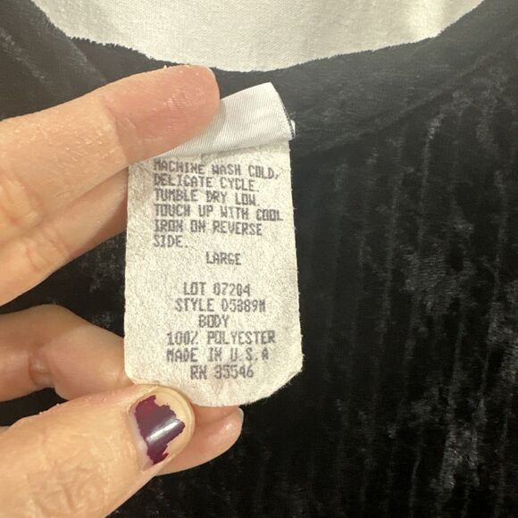 Sostanza Black Velvet Strappy Skater Dark Romantic Babydoll Dress Womens Size L - Picture 7 of 8